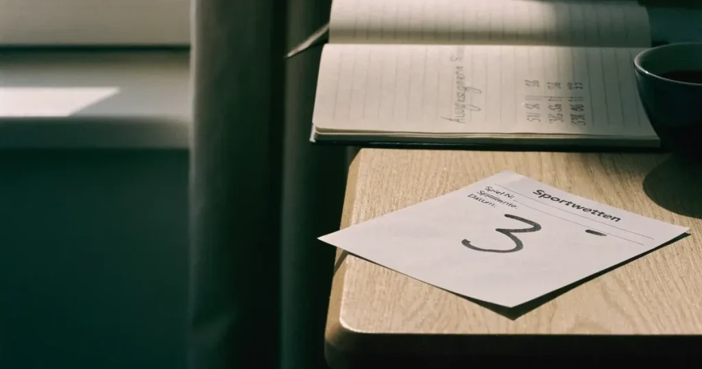 Ein Taschenrechner und ein Bleistift liegen auf kariertem Papier neben einer Tasse Kaffee, ein Fensterplatz mit Tageslicht.