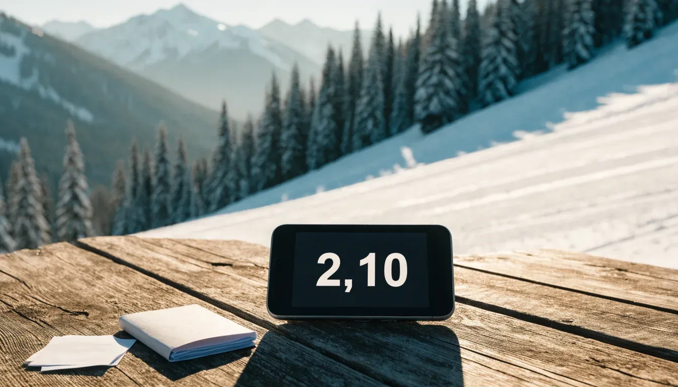 Eine frisch präparierte Skipiste liegt im Morgenlicht leer da, am Rand stehen verschneite Tannen und im Hintergrund Gipfel.