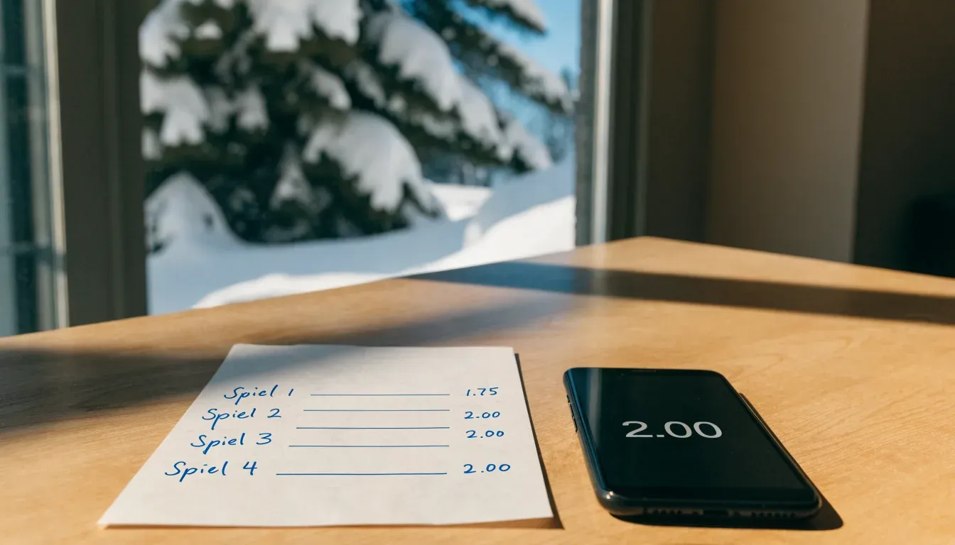 Ein Skihang mit frischen Spuren im Neuschnee unter blauem Himmel, am Rand stehen verschneite Tannen.